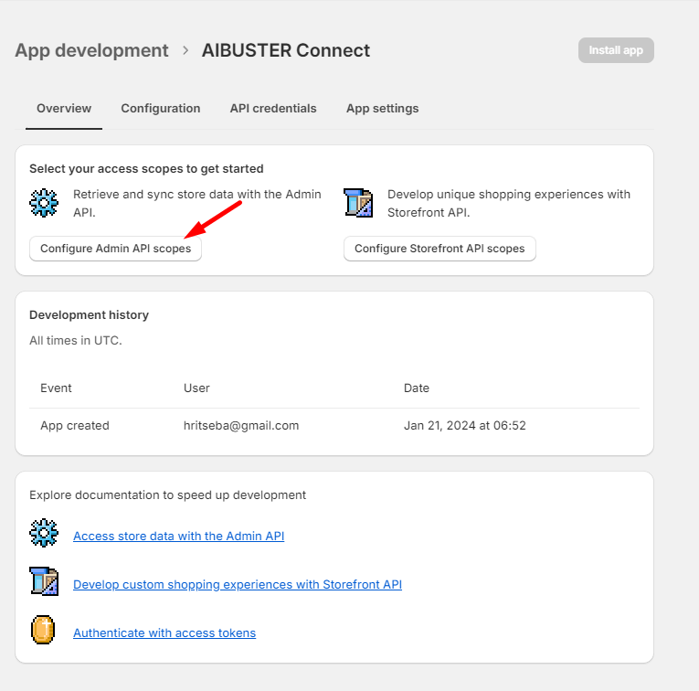 Configure Admin API scopes