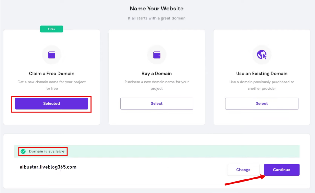 Hostinger will check the domain name 