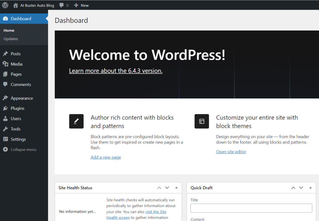 browser to access your WP Dashboard.