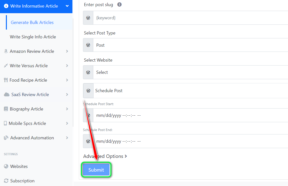 AI Buster Schedule Post Option