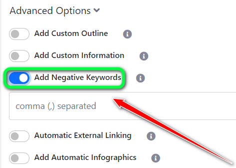 Add Negative Keywords