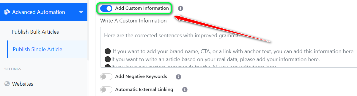  Custom Information